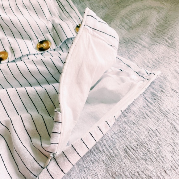 White Skirt with Black Stripes & Tortoise Buttons - Picture 6 of 16